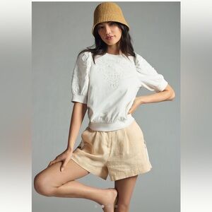 By Anthropologie short sleeve embroidered sweatshirt Size M